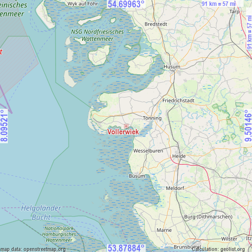 Vollerwiek on map