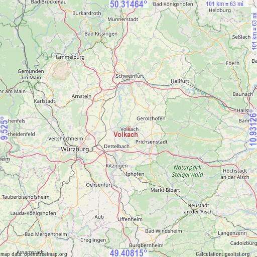 Volkach on map