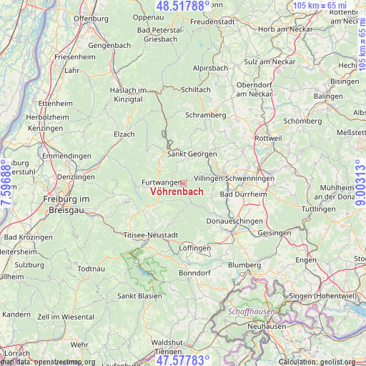 Vöhrenbach on map