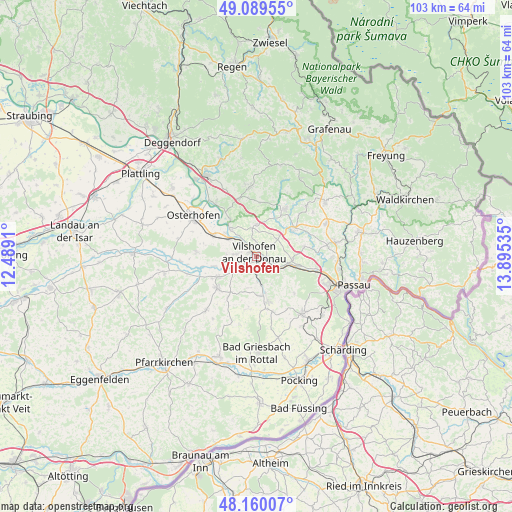 Vilshofen on map