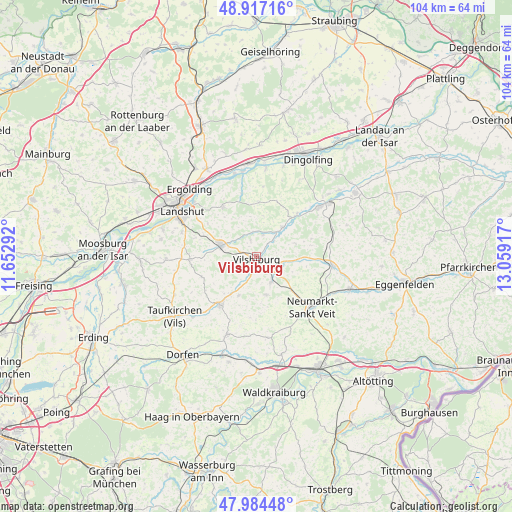 Vilsbiburg on map
