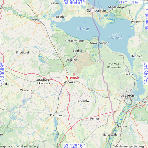 Viereck on map