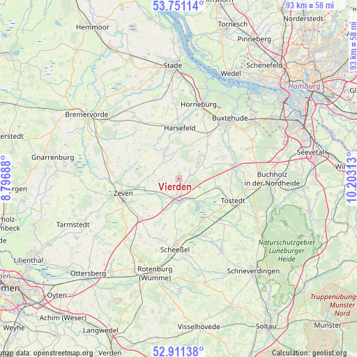 Vierden on map