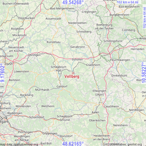 Vellberg on map