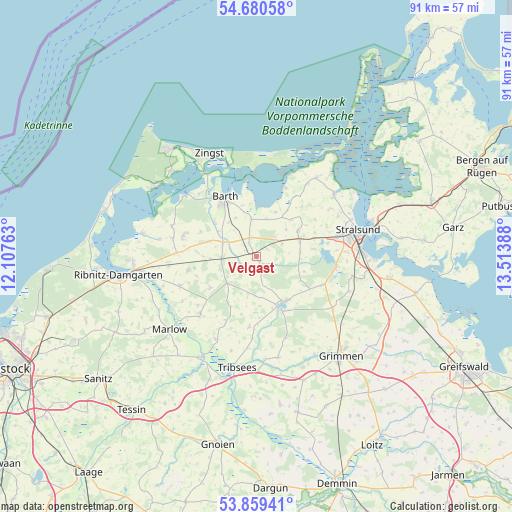 Velgast on map