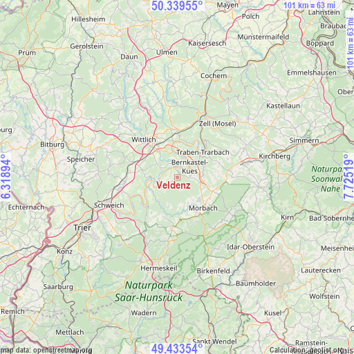 Veldenz on map