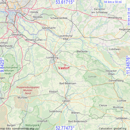 Vastorf on map