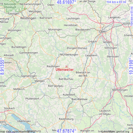 Uttenweiler on map