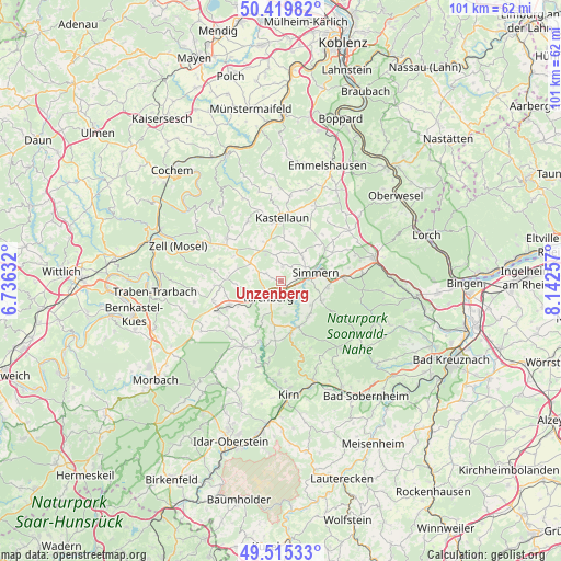 Unzenberg on map