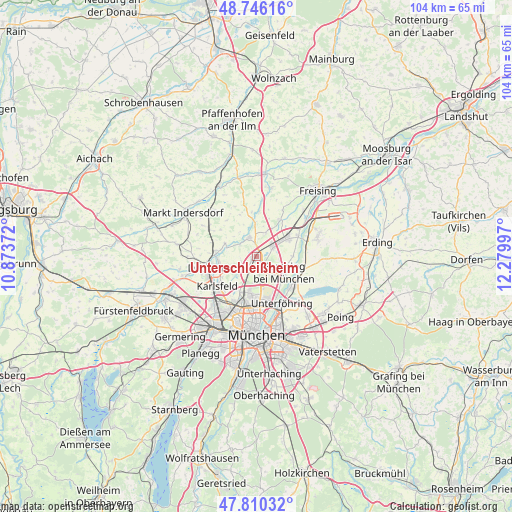 Unterschleißheim on map
