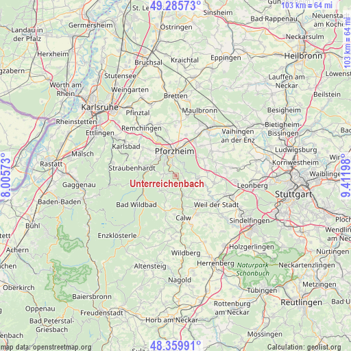 Unterreichenbach on map