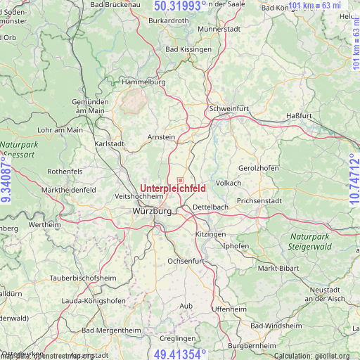 Unterpleichfeld on map