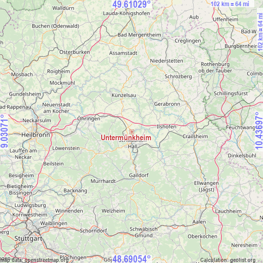 Untermünkheim on map