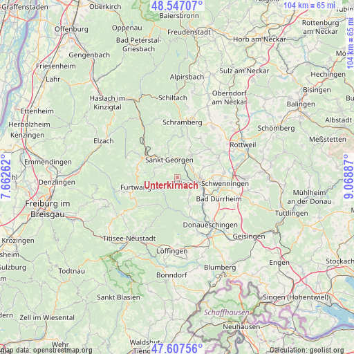 Unterkirnach on map