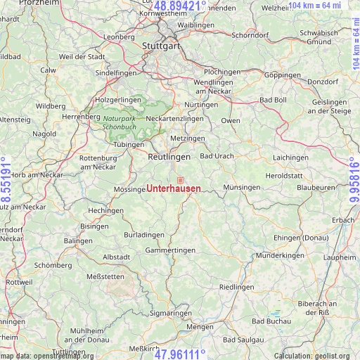 Unterhausen on map