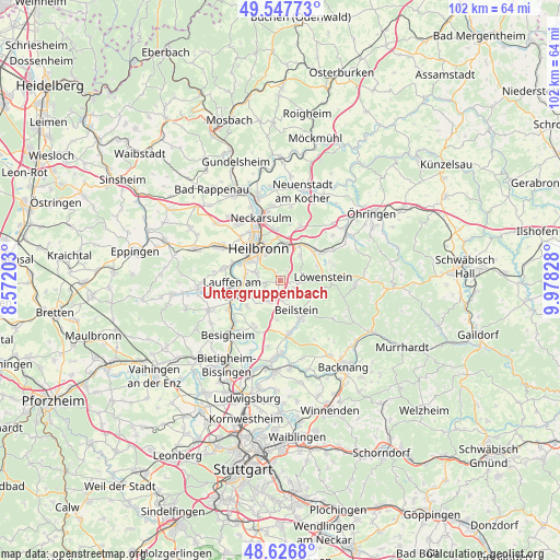 Untergruppenbach on map
