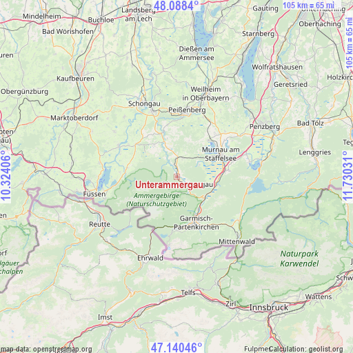 Unterammergau on map
