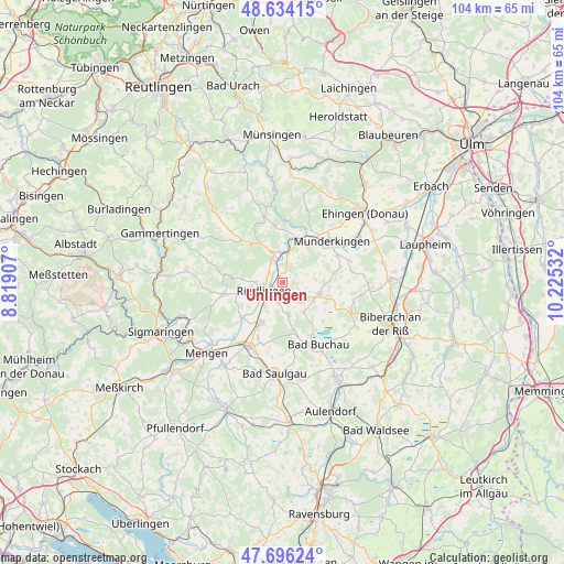 Unlingen on map