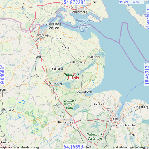 Ulsnis on map