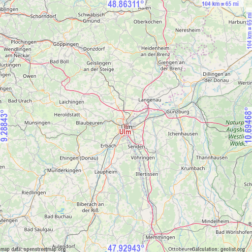 Ulm on map