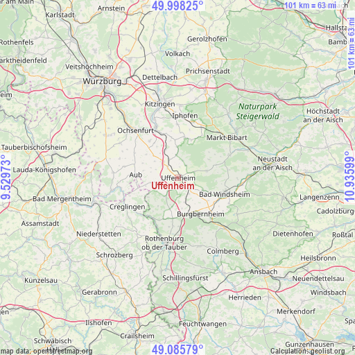 Uffenheim on map