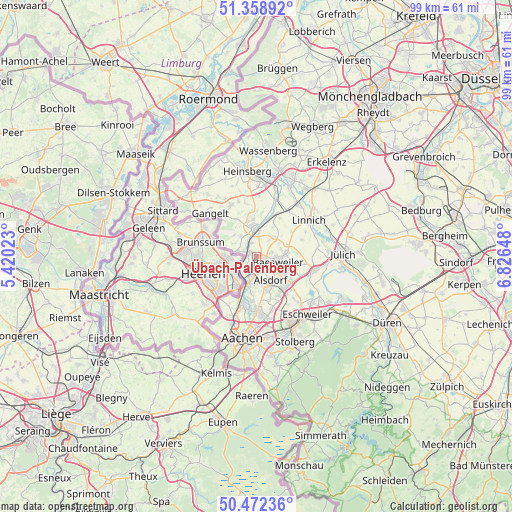 Übach-Palenberg on map