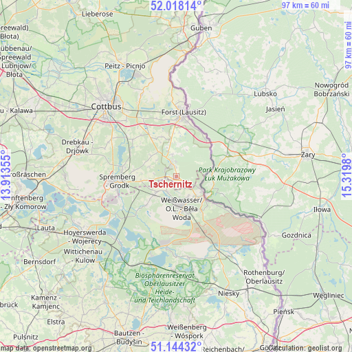 Tschernitz on map