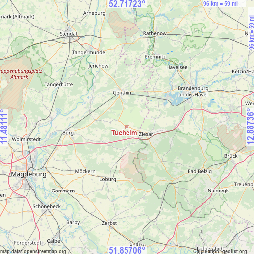 Tucheim on map