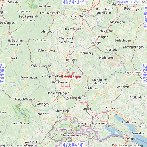 Trossingen on map