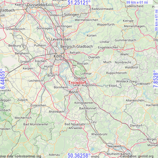 Troisdorf on map