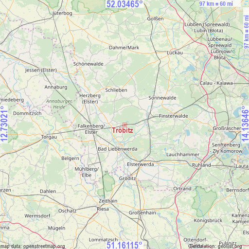 Tröbitz on map