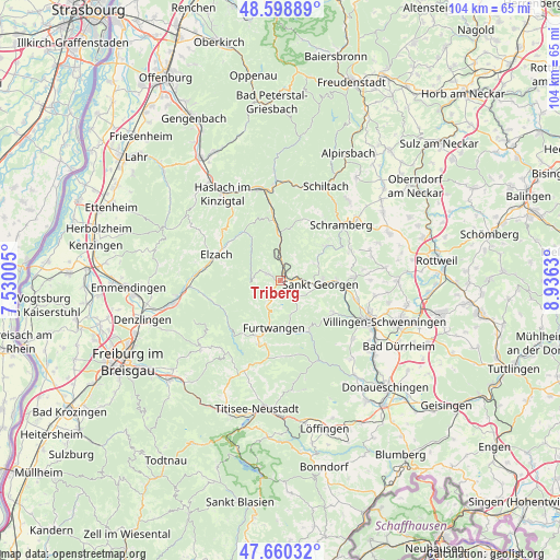 Triberg on map