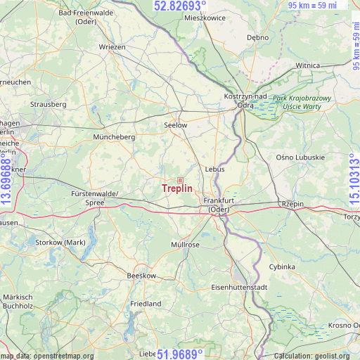 Treplin on map