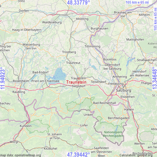 Traunstein on map
