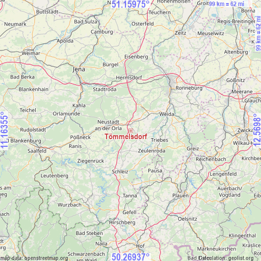 Tömmelsdorf on map