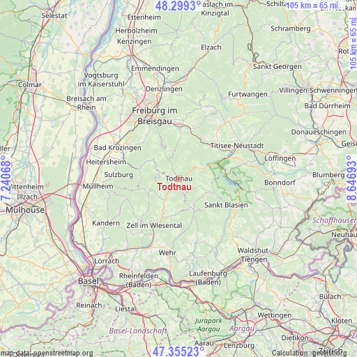 Todtnau on map