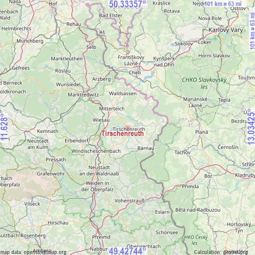 Tirschenreuth on map