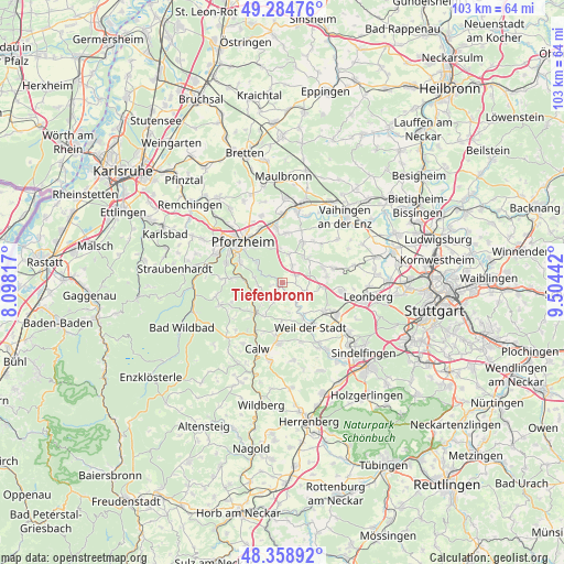 Tiefenbronn on map