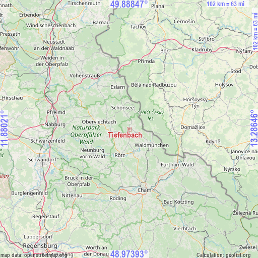 Tiefenbach on map