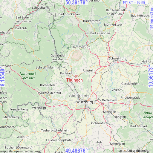 Thüngen on map