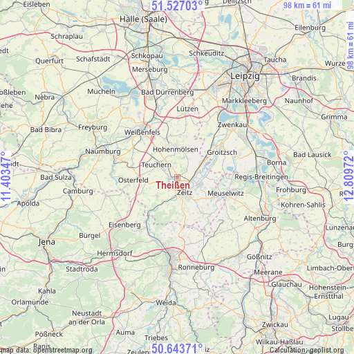 Theißen on map