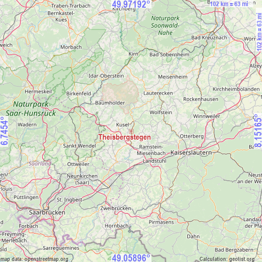 Theisbergstegen on map