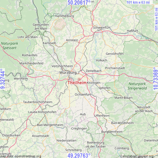Theilheim on map