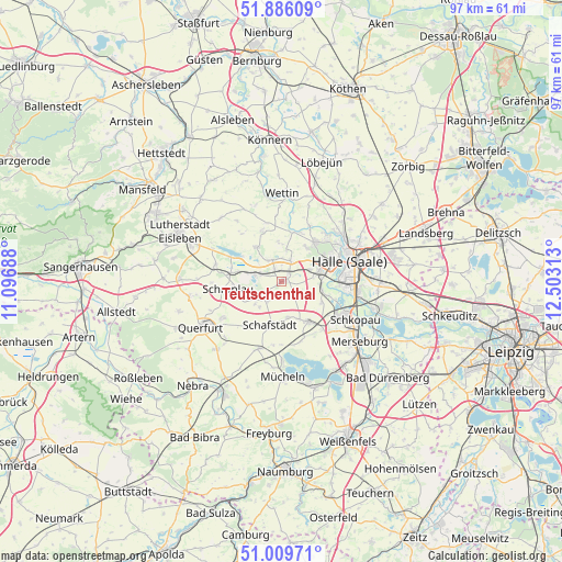 Teutschenthal on map