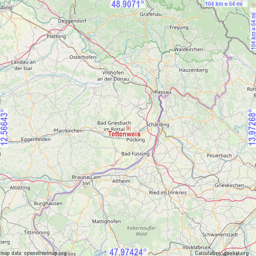 Tettenweis on map