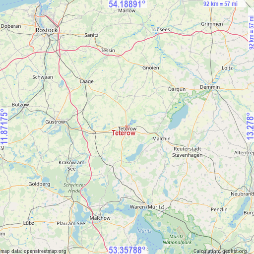 Teterow on map