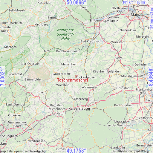 Teschenmoschel on map