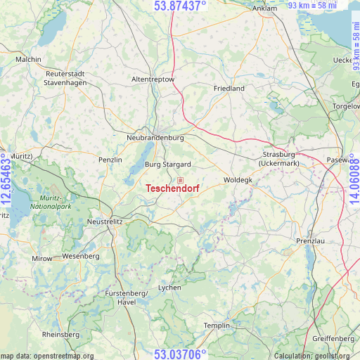 Teschendorf on map