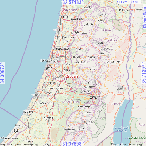 Qibyah on map