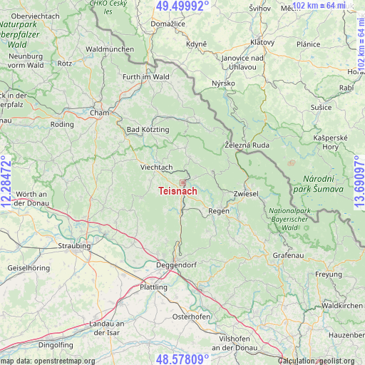 Teisnach on map
